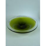 Wedgwood Art Glass - Green and Clear glass art bowl