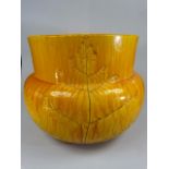 Wemyss bright ochre Jardiniere - impressed mark to base. Decorated lightly with foliage.