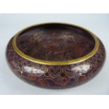 Oriental Cloisonne Bowl on a purple ground of low form.