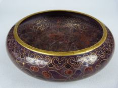 Oriental Cloisonne Bowl on a purple ground of low form.