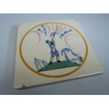 Poole Pottery Tile 'Farming Scene' Depicting a man Shooting pheasant with a dog at foot.