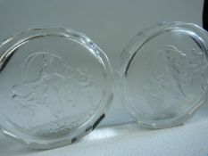 Baccarat - Two small glass pin dishes. Marked with signature butterfly.