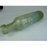 Antique clear Glass Torpedo Bottle. Local Interest being from Half Moon Inn Yeovil, John Knight.