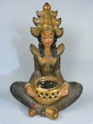 1950's Plaster Polychrome Lampbase of a Geisha Girl. Will need Re-wiring. Approx 43cm Tall