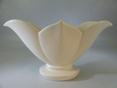 Fulham Pottery Vase designed by Constance Spry 1950's of flared form in a white glaze.