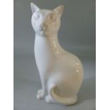 20th Century Poole Pottery seated cat, marked to base in a white glaze