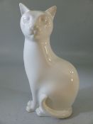 20th Century Poole Pottery seated cat, marked to base in a white glaze