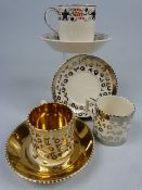 Wedgwood 1920's Lustre coffee can and saucer along with Two other Wedgwood lustre coffee cans and