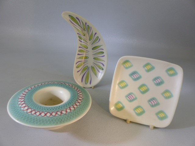 Poole Pottery Freeform trinket pieces. To include a Candle Holder and two other pieces