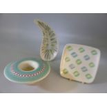 Poole Pottery Freeform trinket pieces. To include a Candle Holder and two other pieces