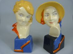 Royal Dux pottery busts from the Filmstar series.