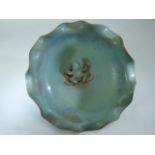 RU-WARE - celadon glazed waved bowl with frog to middle on terracotta. (Song Dynasty?)