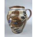 Poole Pottery 1930's bulbous Art Deco Jug. Decorated in mushroom colours.