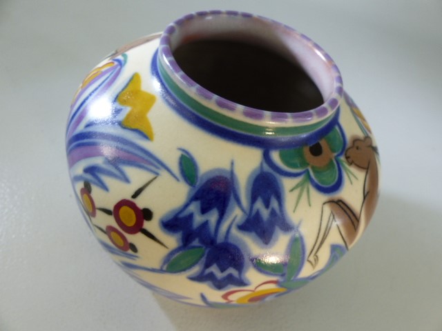 1920's Leaping Gazelle Pattern (TZ) squat vase. Fully marked to base approx 12cm high. - Image 3 of 4