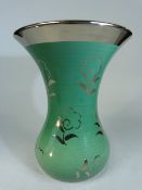 Wedgwood Veronese Ware green ground flare vase. Impressed marks to base and decorated with floral