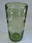 WhiteFriars Green Glass Vase with cylindrical bands - approx 20cm high.