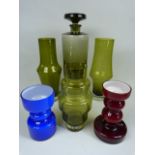 Holmgaard glass vases and other Art Glassware. (6)