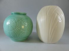 Spode Art Deco Velamour Vase in white glaze 20th Century approx 18cm tall and along with a Spode Art