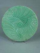 Spode's Royal Jade England Art Deco plate moulded in relief with geometric designs. Designed by Eric