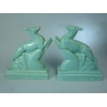 Poole Pottery 'Leaping Gazelles' 831 in turquoise. Approx height - 20cm high
