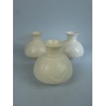 Spode's Velamour small bud vases decorated in cream glaze - Moulded in relief with foliage. Designed
