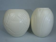 Spode's Velamour vases - Two similar white ground vases with pressed decoration by Eric Olsen