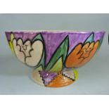 Honiton Mid Century Abstract Tazza/ Footed bowl decorated in bright colours and Polka dots to