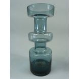 Holmegaard Danish glass vase with three bands. in Blue. Approx height - 18cm
