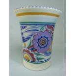 Poole Pottery Art Deco flared vase decorated in the PB pattern 'Bluebird' design. Paintress is Hilda