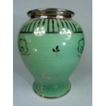 Wedgwood Veronese Ware bulbous vase with everted rim. Impressed marks to base. Approx height - 22cm