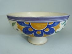 Poole Pottery Art Deco footed bowl in the OT pattern.