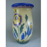 1930's Crown Ducal vase with handpainted floral decorations apprx 28cm high