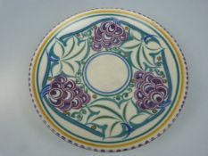 Poole Pottery Footed Shallow Art Deco dish in the Grape pattern. Fully Marked to base. Approx