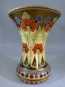 Wedgwood hand painted Lustre vase with flared top 1920's decorated with flowers by Millicent Taplin.
