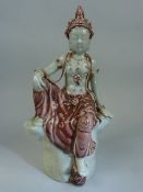 Oriental Guanyin figure of Kuan Yin - depicting her as a semi - masculine figure. Unmarked and