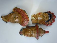 Bossons Wall Masks set of three of oriental faces.