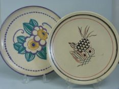 Poole Pottery shallow bowl in the RC pattern, C.1920's simple floral design. Paintress mark