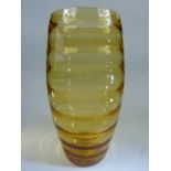 Large Amber 20th Century glass vase (Poss Whitefriars) - approx 28cm tall