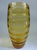 Large Amber 20th Century glass vase (Poss Whitefriars) - approx 28cm tall