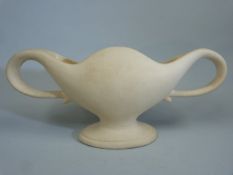 Early 20th Century Fulham pottery twin handled vase. Unglazed to outer, but inside Glazed.