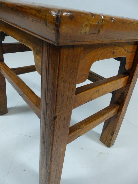 Antique oak planked stool - Image 5 of 5