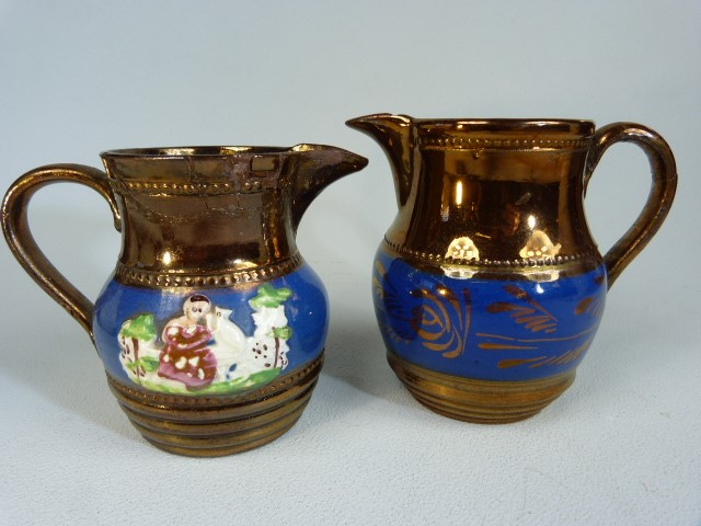 Victorian copper lustre jugs of varying sizes. (6) - Image 4 of 5