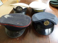 MILITARIA - Four military peaked caps