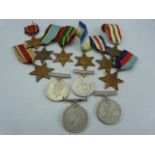Medals: Defence medals/ war medals and eight various stars, some with ribbons, all plain/ not