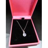 18ct white gold Sapphire and diamond pendant necklace on gold chain