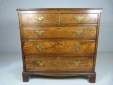 Georgian chest of 5 drawers with swan neck handles and bracket feet