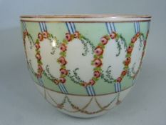 Dresden hand painted bowl decorated with Garlands of flowers and Gold swags. approx height - 13