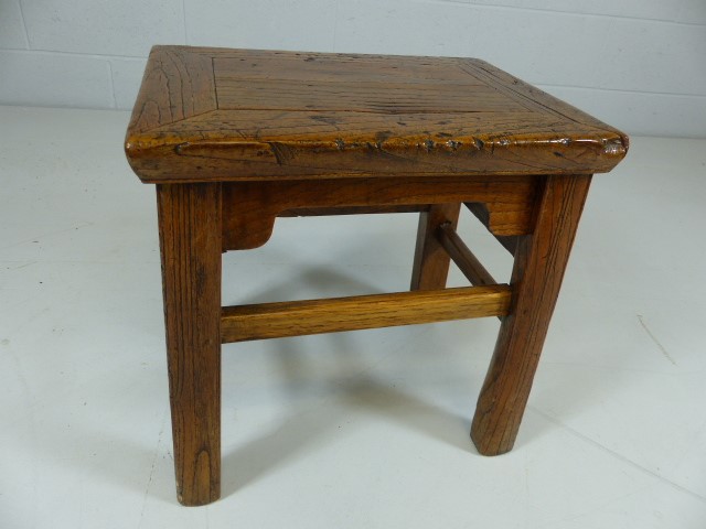 Antique oak planked stool