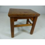 Antique oak planked stool