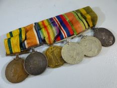 WWI & WWII Bar of FIVE medals awarded to 290046 SJT. L. VEALE of the DEVON REGIMENT: The Territorial